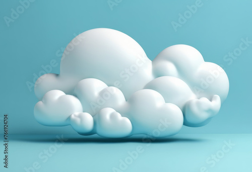 cloud, 3D Style, rendering, light blue background © Rekalawa
