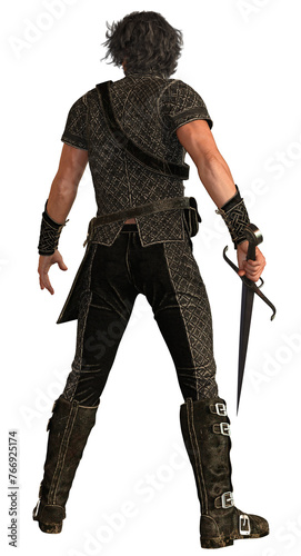 3D Rendered Man with fantasy outfit and magic hands on transparent background  - 3D Illustration