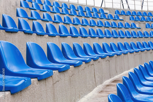 Εκτύπωση καμβά Plastic blue seats on street auditorium or stadium