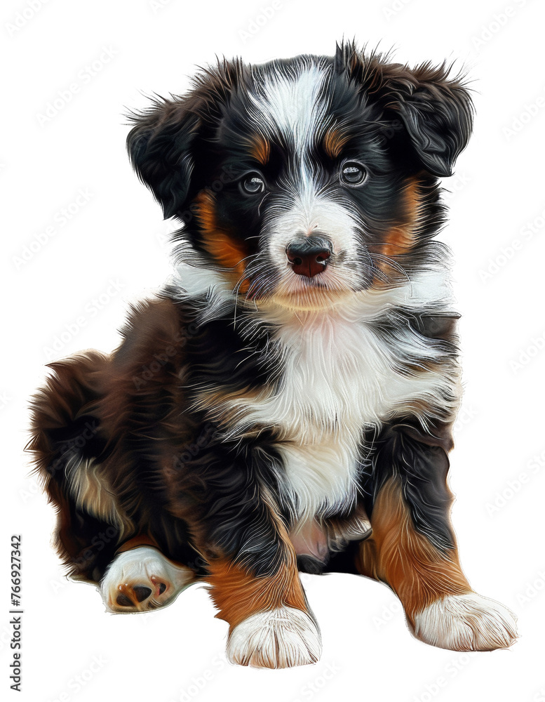 Adorable brown and white puppy, cut out - stock png.