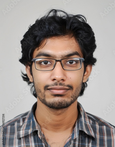 ID Photo: Young Indian man in T-shirt for Passport 04