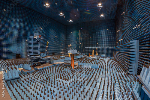 Anechoic chamber with special equipment for various experiments. photo