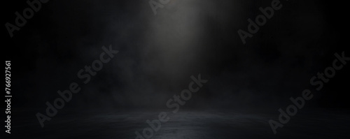 empty dark room with smoke and spotlight