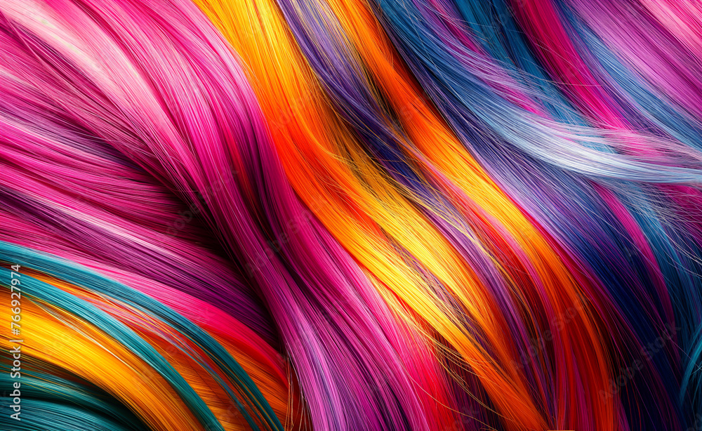 Chromatic Elegance: Close-Up of Vivid Hair Strands Chromatic Elegance: Close-Up of Vivid Hair Strands