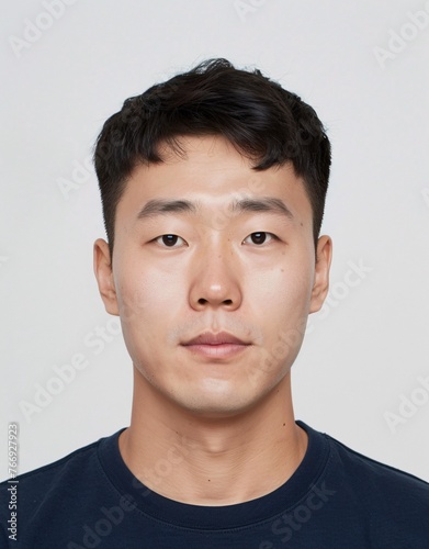 ID Photo: South Korean Man in T-shirt for Passport 05