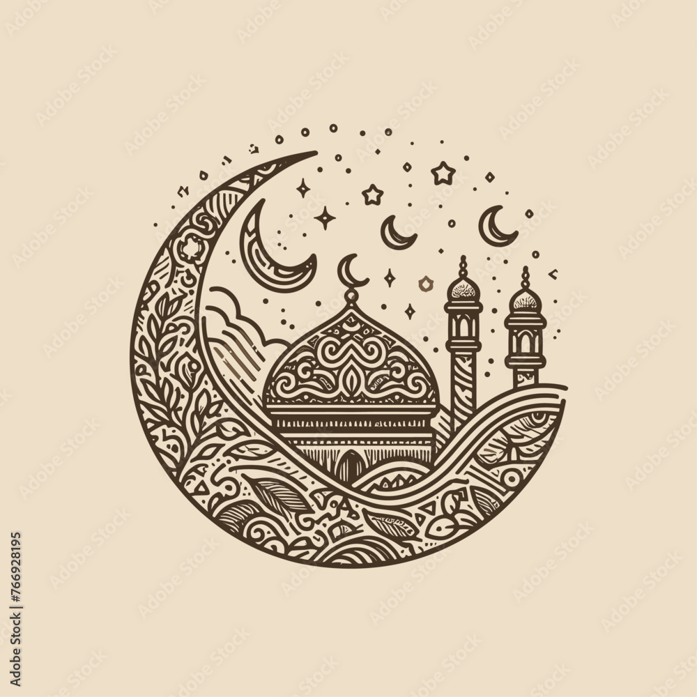 Hand drawn ramadan background 