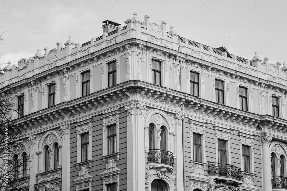 Luxury residential property of art nouveau style buildings in Riga, Latvia