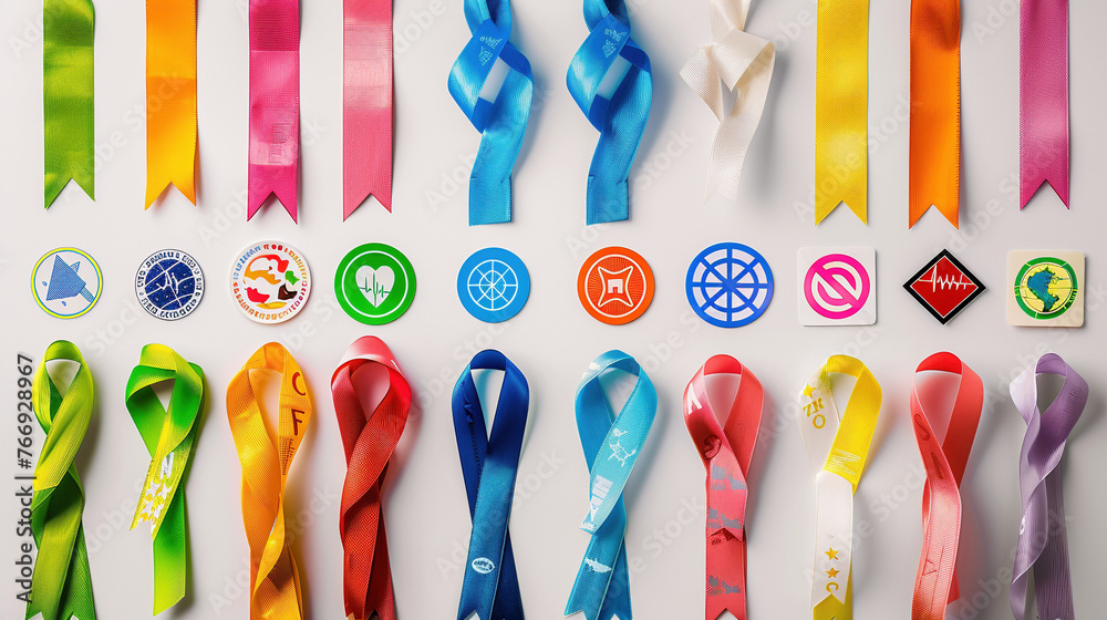 Ribbons and Symbols for Global Health Awareness Campaigns Stock ...
