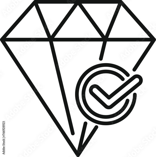 Diamond certified form icon outline vector. Cart rule policy. Search check water