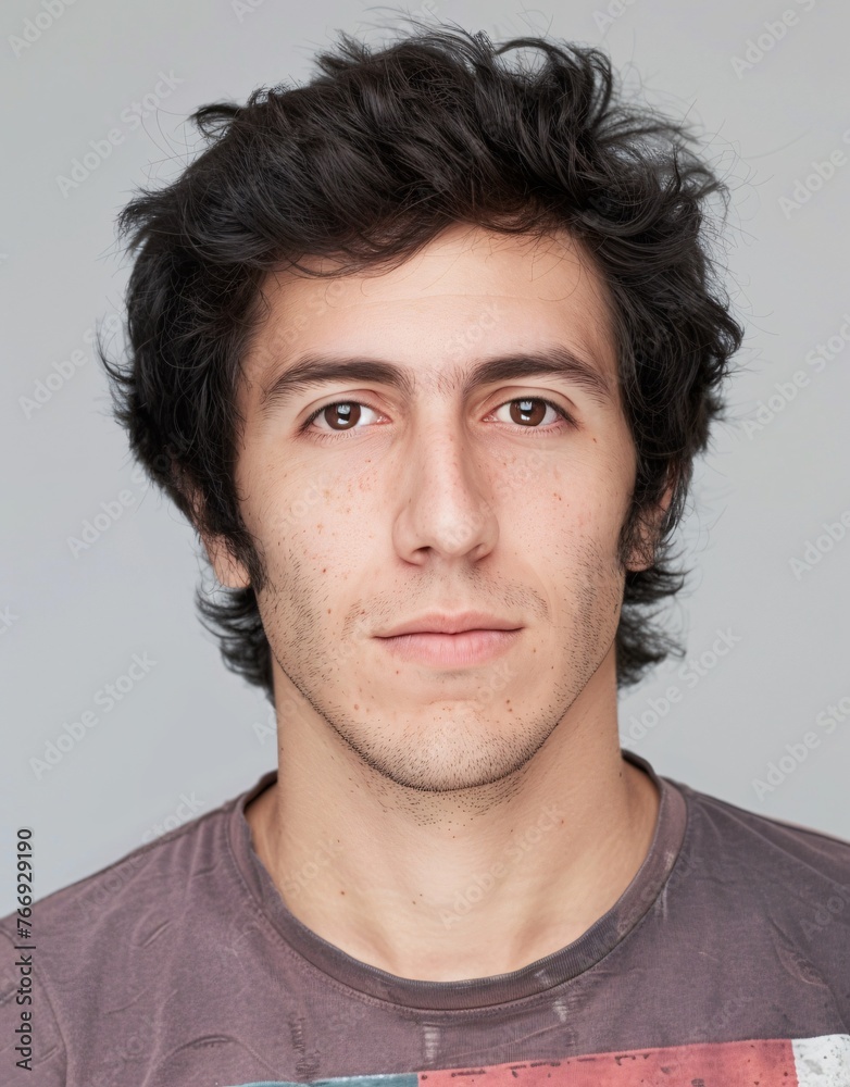 Fototapeta premium ID Photo: Latin Man in T-shirt for Passport 02