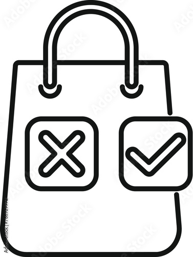 Paper shopping bag icon outline vector. Safety policy search. Control internet digital