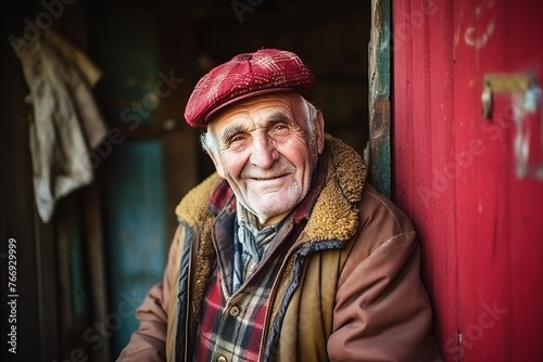 Portrait of an old beggar in the old town of Lviv, Ukraine photo
