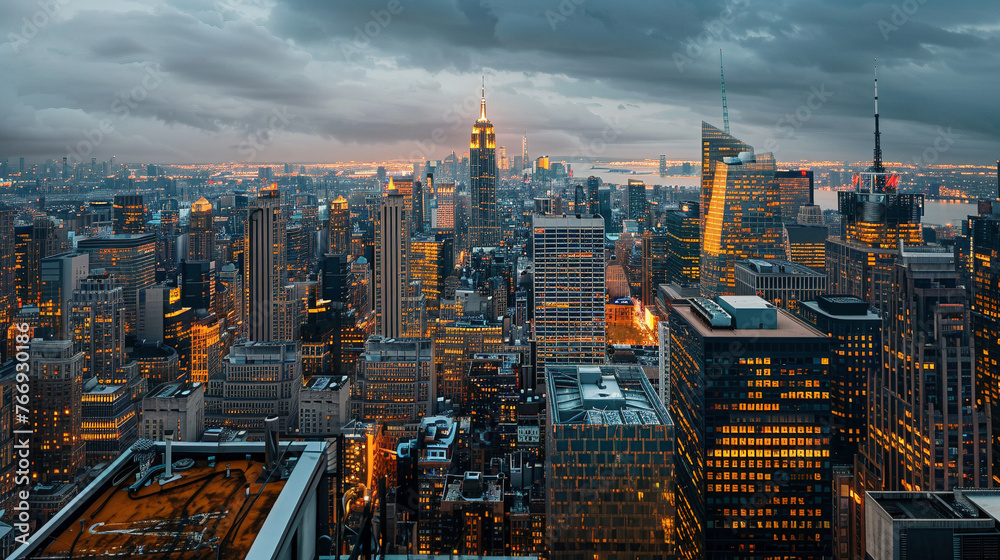 Rooftop Perspective: Vibrant Cityscape