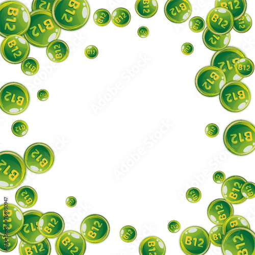 Vitamin B12 messy round pills.