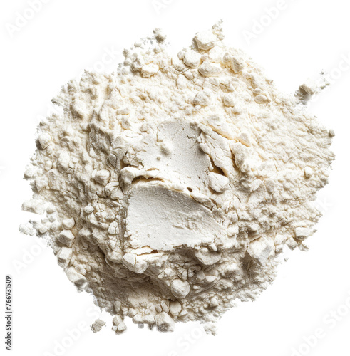 Heap of white baking flour with texture details, cut out - stock png.