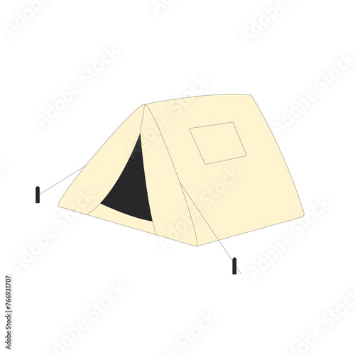 Camping tent isolated on white background. Hiking vacation picnic shelter. Expedition vector flat illustration