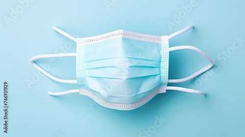 Close-up of a medical face mask to prevent the spread of germs on a light background. Workwear.