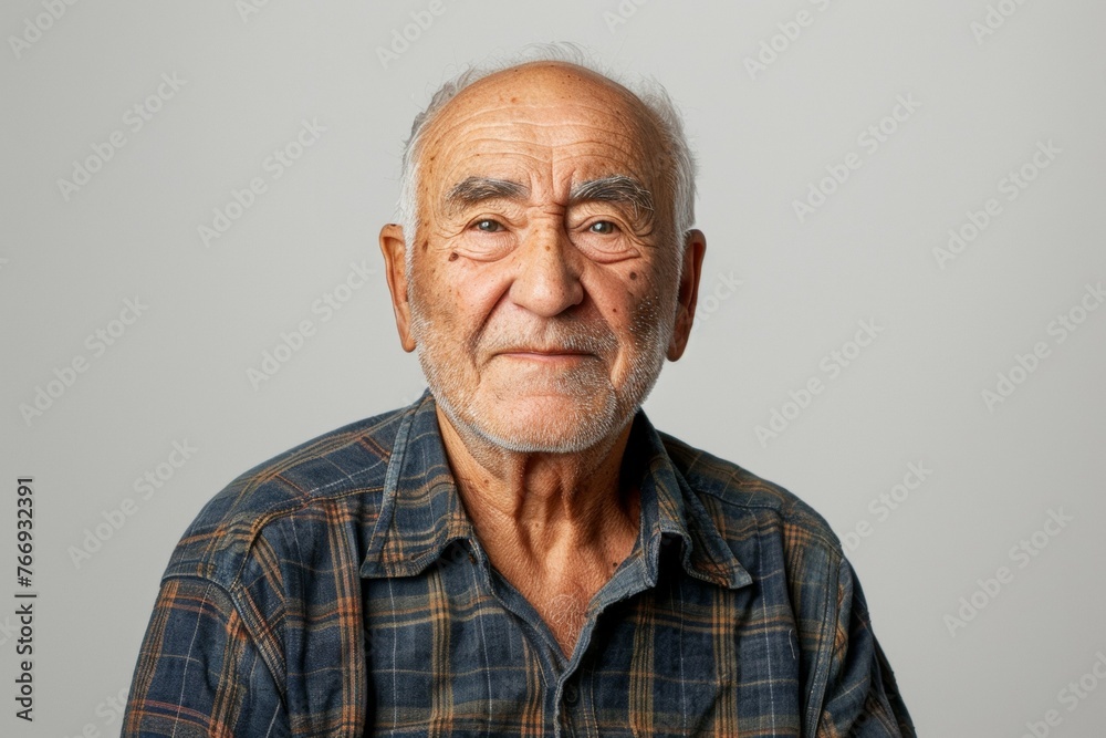 An older man with a beard and gray hair is smiling for the camera An older man with a beard and gray hair is smiling for the camera