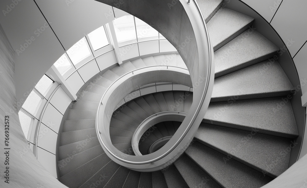Fototapeta premium Ascending Spirals: Exploring a Building's Staircase