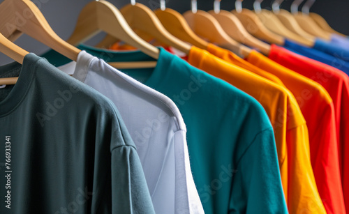 Hues on Display: Vibrant T-shirts on Apparel Cloth