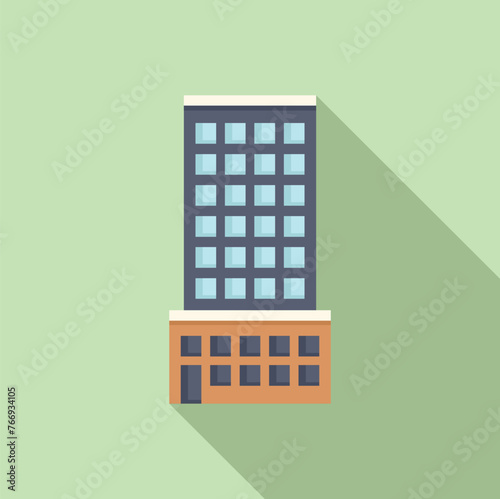 Hotel multistory building icon flat vector. Street small low. Map floor prefab