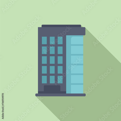Front multistory building icon flat vector. Window residence. Industry urban plan