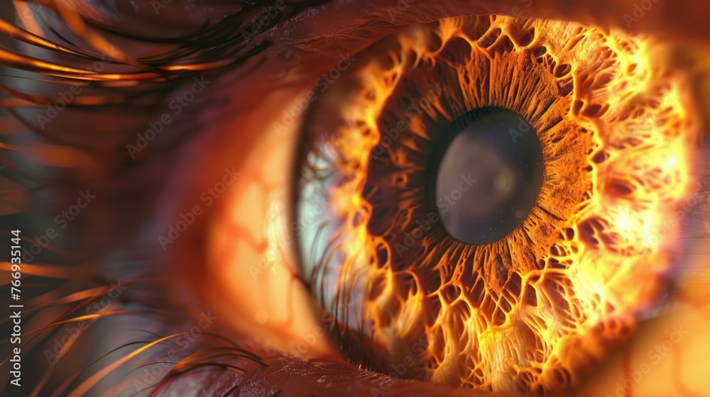 Dive into the 3D anatomy of an eye, showcasing the retinas complex structure and optic nerve - obrazy, fototapety, plakaty 
