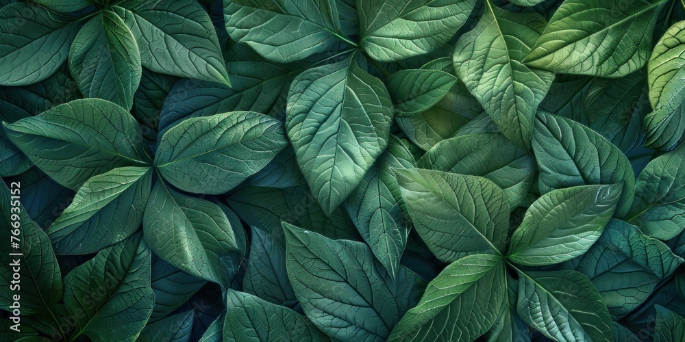 Lush Green Leafs Organic Texture Close-up