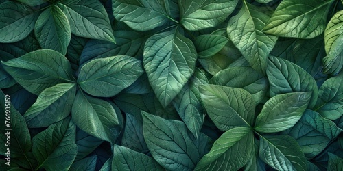 Lush Green Leafs Organic Texture Close-up