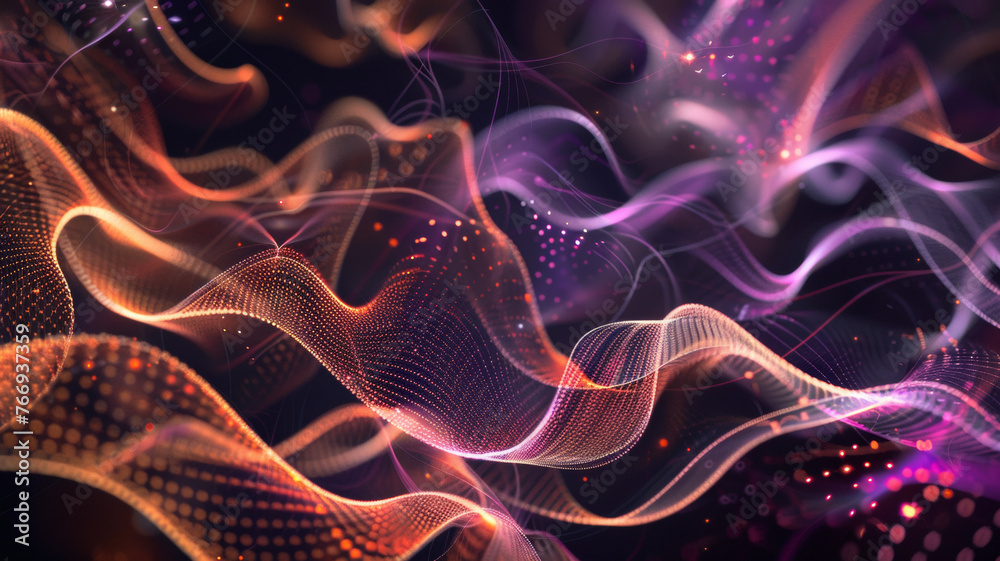 Abstract digital waves creating a mesmerizing flow of color and light.