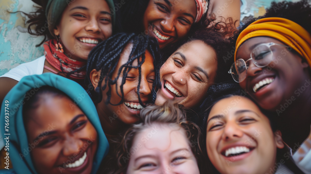 A group of diverse women sharing a moment of joy