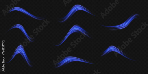 Blue light trail, wave speed, trace line twirl