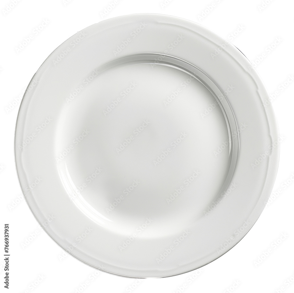 Clean white ceramic plate, cut out - stock png. Clean white ceramic plate, cut out - stock png.