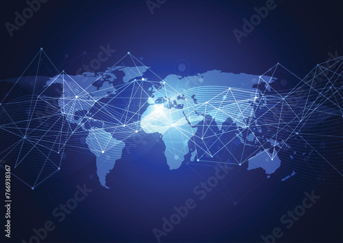 Global network connection. World map point and line composition concept of global business. Vector Illustration