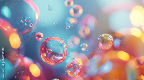 Liquid Bubble on water background abstract with Generative Ai.