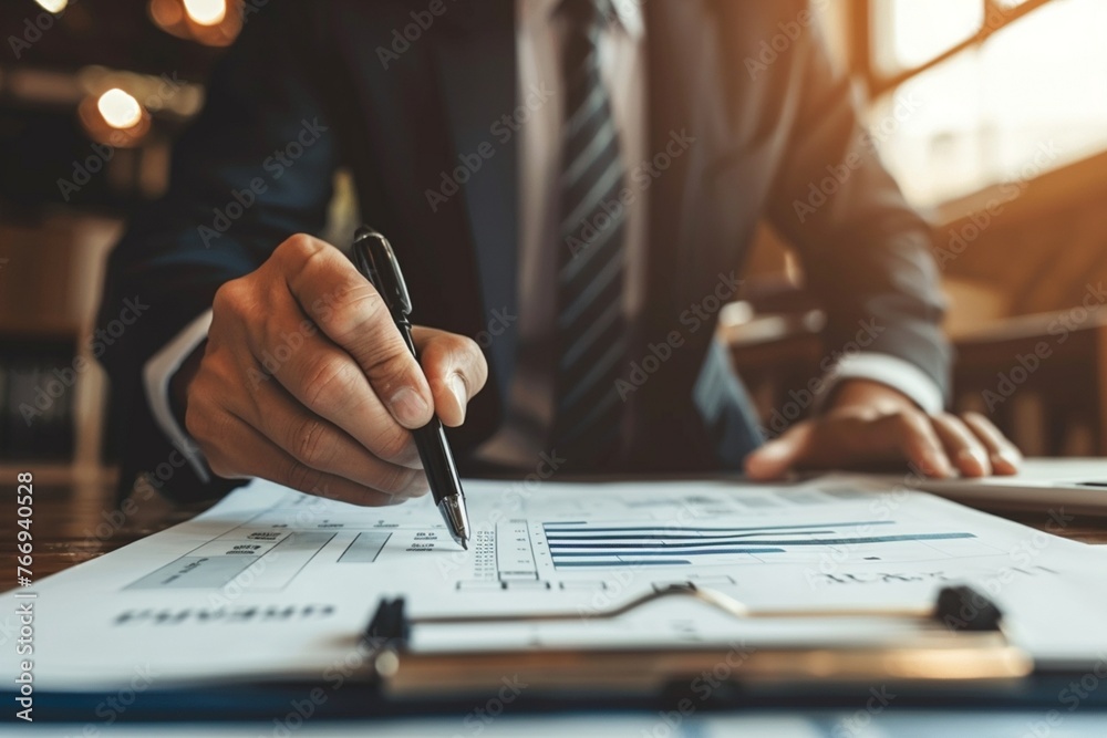Business performance checklist, Business evaluation, project approval and enhancing business performance. Businessman checking mark on check box to approved documents - obrazy, fototapety, plakaty 