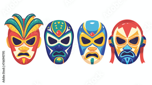 Lucha libre mask. Luchador colorful head. Traditional