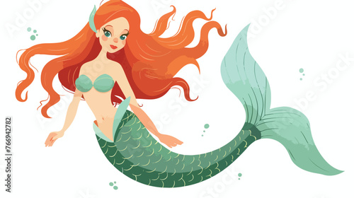 Mermaid Flat vector isolated on white background r