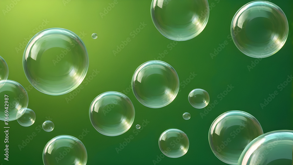 soap bubbles on a green background. romantic background