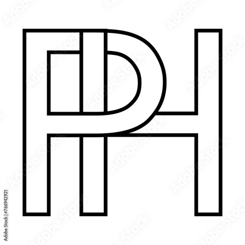 Logo sign ph, hp icon double letters logotype p h
