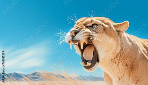 A tiger is roaring in the wild
