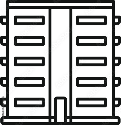 Miniature multistory building icon outline vector. Exterior block. Construction project