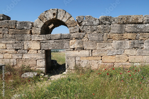 A gate entrance in the town wall of the archaeological site of Hierapolis, Pamukkale, Denizli, Turkey photo