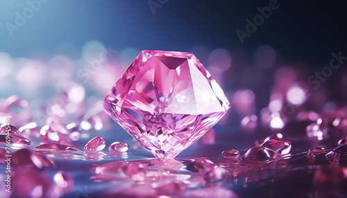 A pink diamond is on a pink background