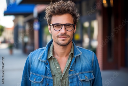 Portrait of handsome young man with eyeglasses in the city © Iigo
