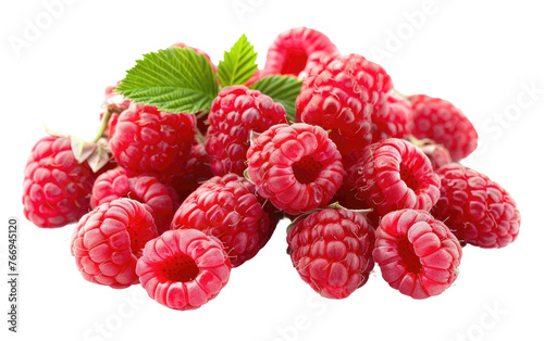 Ripe and Juicy Raspberry Harvest isolated on transparent Background