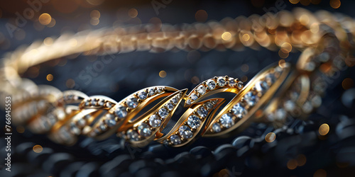 Yellow gold bracelet elegance luxury jewelry white baguette diamond bracelet blurred 