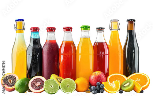 Assorted Cold Drinks Compilation: Fruit Juice Edition isolated on transparent Background