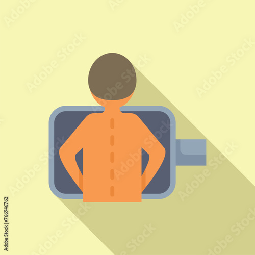 Person on fluorography procedure icon flat vector. Room medical. Care health disease