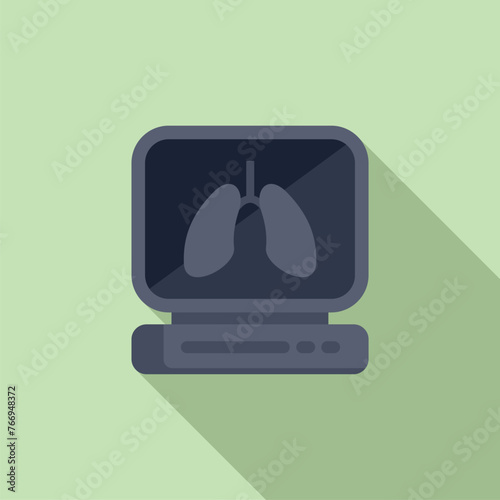 Lungs exam icon flat vector. Xray online image. Analysis control